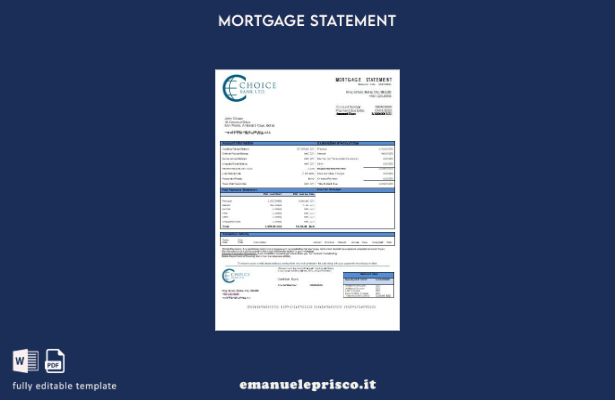 modello di estratto conto ipotecario Belize Choice Bank in stile verificato